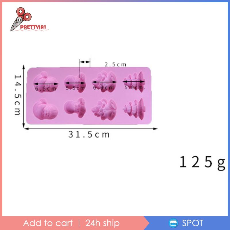 [Prettyia1] Khuôn Silicone Làm Bánh 8 Ngăn Chủ Đề Giáng Sinh