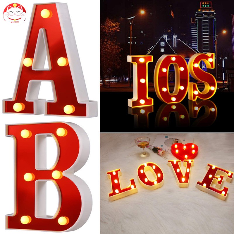 ✂GT⁂ LED Marquee Letter Lights 26 Alphabet Night Lights Lamp for Birthday Party Home Bar Decor