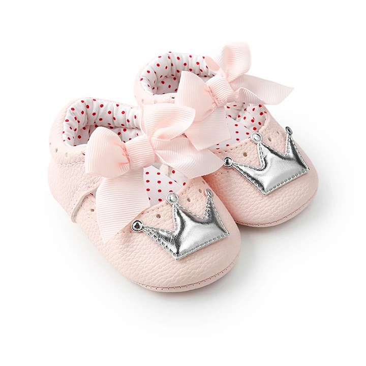 Giày tập đi công chúa cho bé gái 0-18 tháng tuổi phối nơ đáng yêu BBShine – TD3