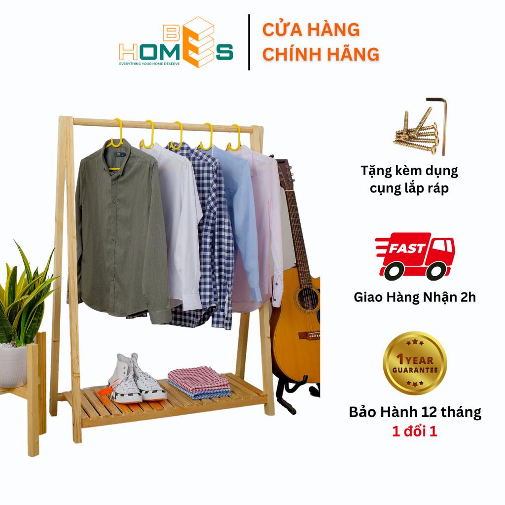 Giá treo quần áo gỗ chữ A Behomemall 1 tầng