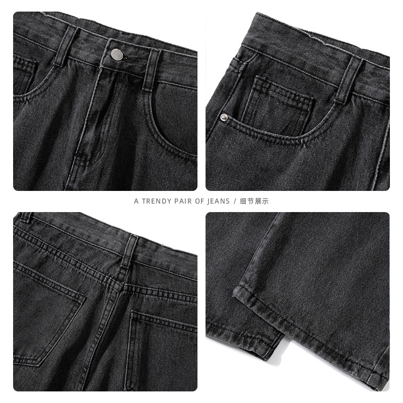 MOKI_Quần jeans bò nam-nữ ống rộng,quần ống rộng nam cá tính phong cách hàn quốc