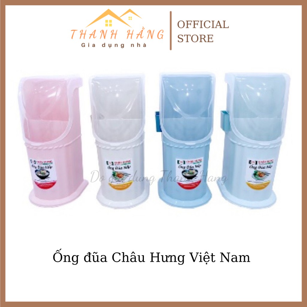 Ống đũa nhựa có nắp Châu Hưng freeship ống đựng đũa hàng ăn, bàn ăn màu xanh màu hồng màu trắng