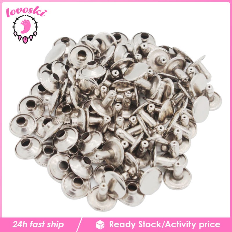 Set 50 Đinh Tán Kim Loại 12mm Màu Bạc / Bạc Làm Đồ Da Thủ Công DIY