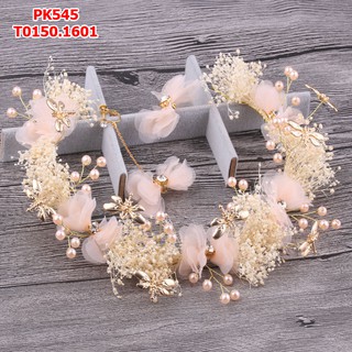 Bộ voan cỏ khô cài tóc cô dâu