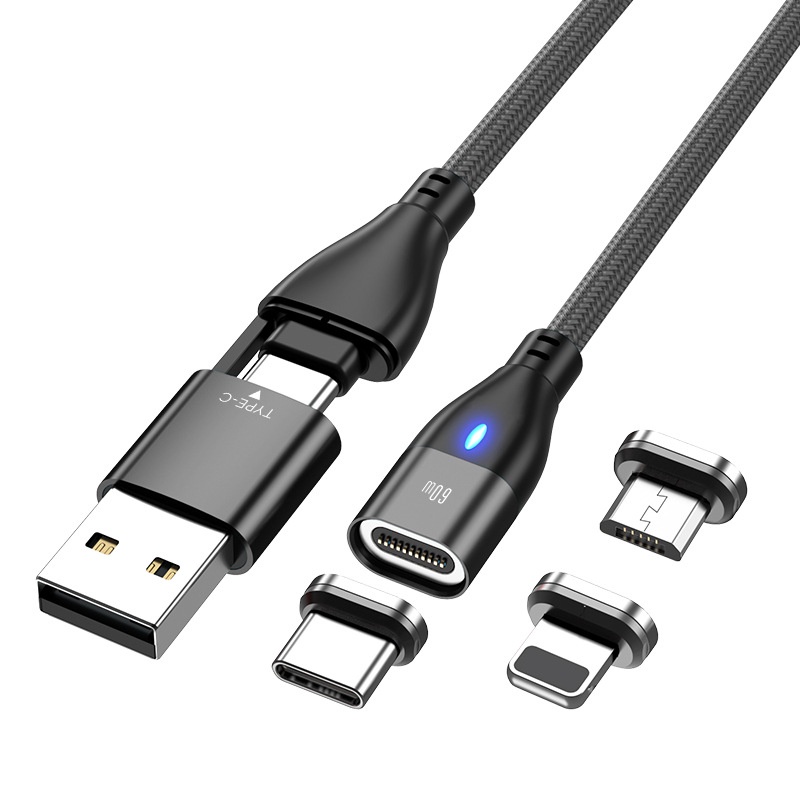 Cáp Sạc Nhanh PD60W 2 Trong 1 Từ Tính 4.0 USB C Sang Type C Cho Huawei P40 MacBook