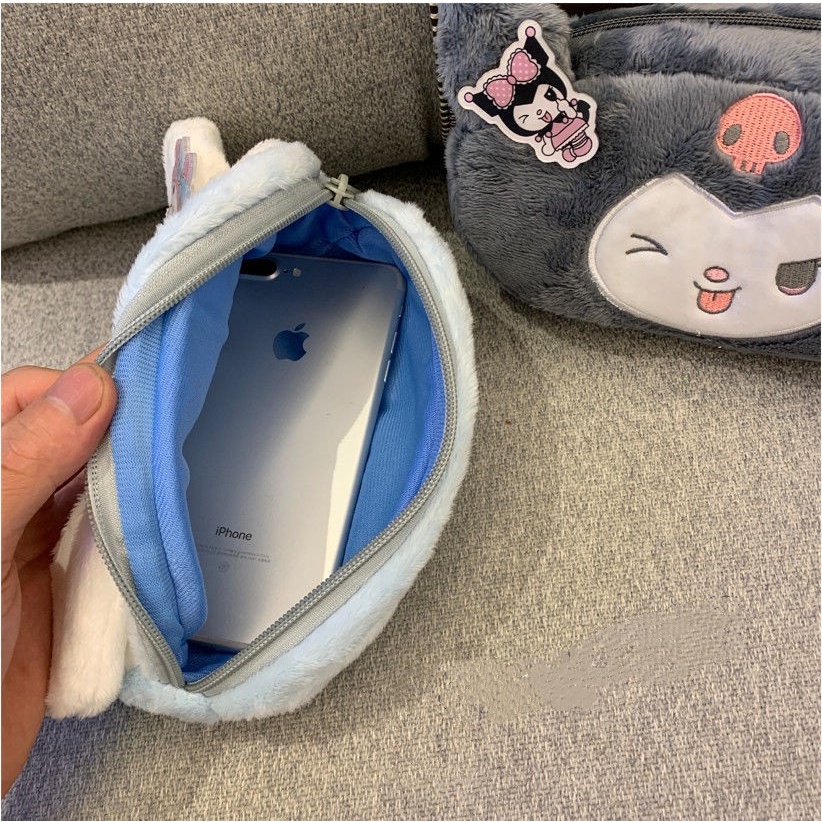 Túi Đựng Bút Bằng Lông Nhung Sức Chứa Lớn Họa Tiết Hoạt Hình Dễ Thương