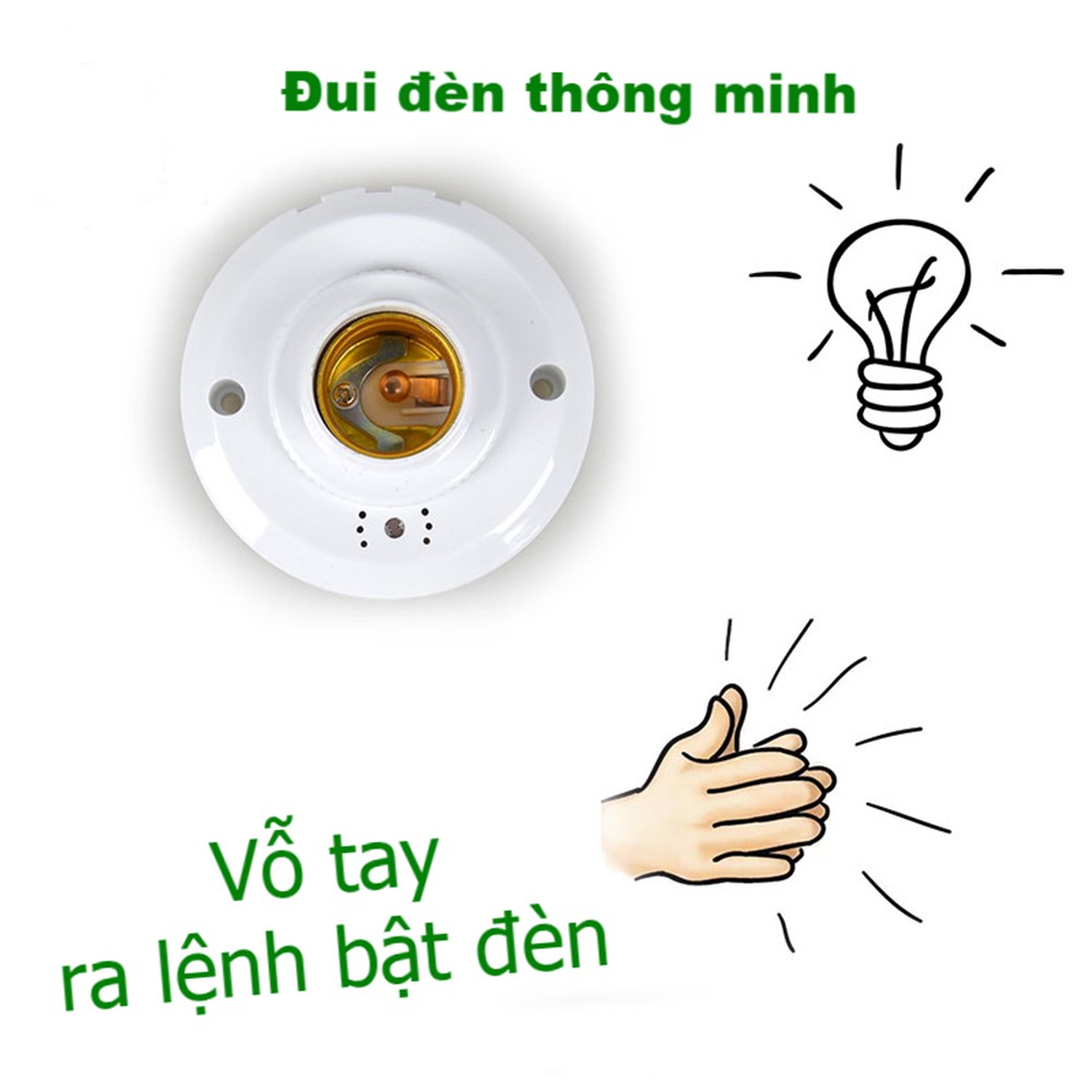 Đui đèn cảm ứng âm thanh E27 tự động bật đèn bằng giọng nói hoặc vỗ tay tích hợp cảm biến ánh sáng