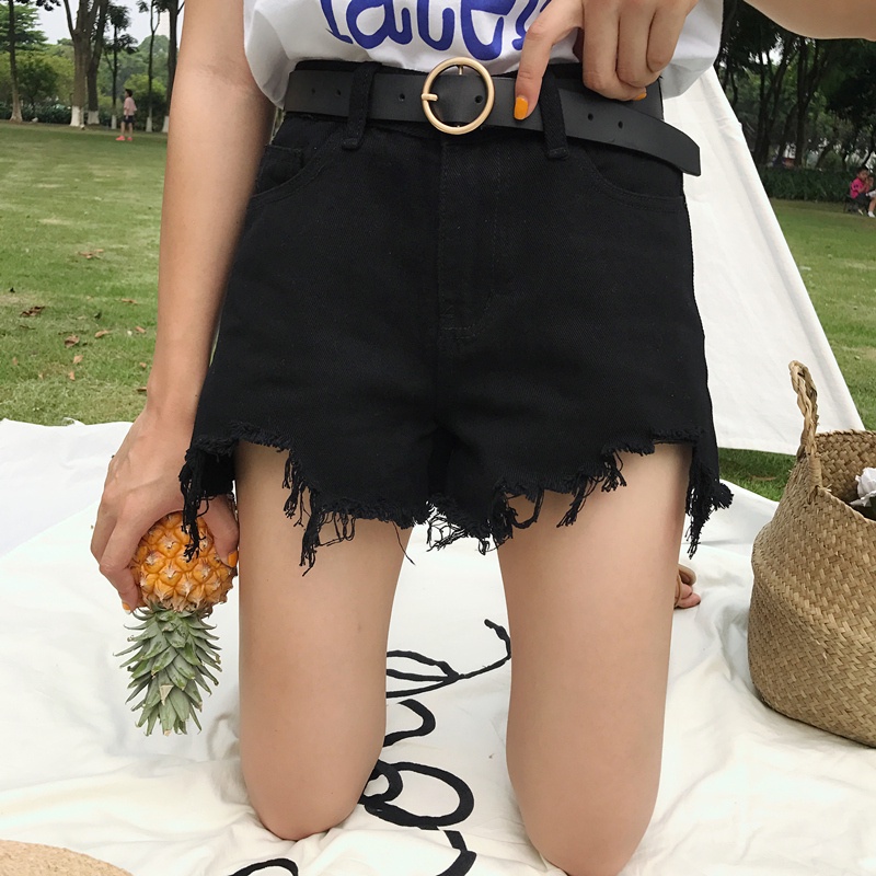 Quần Short Denim Lưng Cao Kiểu Retro Hàn Quốc Thời Trang Mùa Hè Cho Nữ