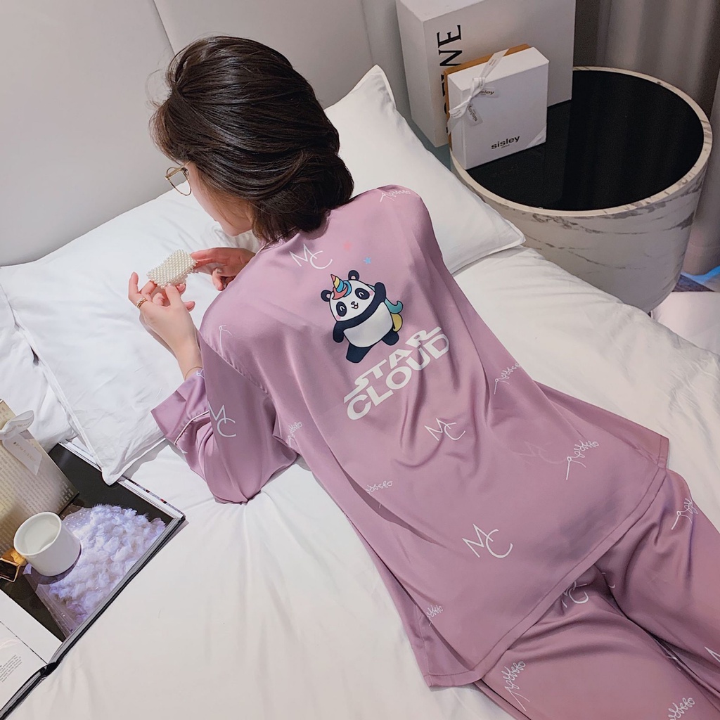 Đồ ngủ Pijamas, đồ bộ nữ dài tay mặc nhà chất liệu lụa cao cấp | BigBuy360 - bigbuy360.vn