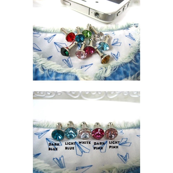 Nút Cắm Lỗ Cắm Chống Bụi 3.5mm Đính Kim Cương Cho Điện Thoại Di Động