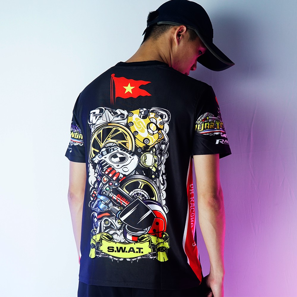 [ÁO TEM XE] Áo Thun RacingBoy ChiBi T-Shirt Racing Team - Bảo Hành Bung Tróc Vĩnh Viễn