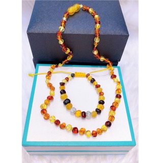 Bộ trang sức nhựa thông nga gắn bi bạc ta