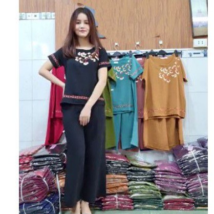 [ GIẢM GIÁ HÔM NAY ] Bộ trung niên 9 tấc thêu hoa cao cấp