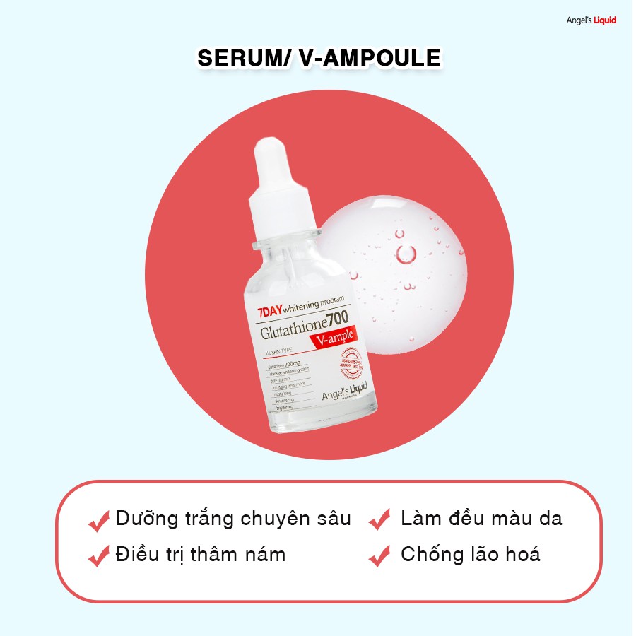 Bộ Kit 4 Món Phục Hồi Da, Mờ Sạm Nám, Tàn Nhang Angel's Liquid Whitening Program Glutathione Special Kit