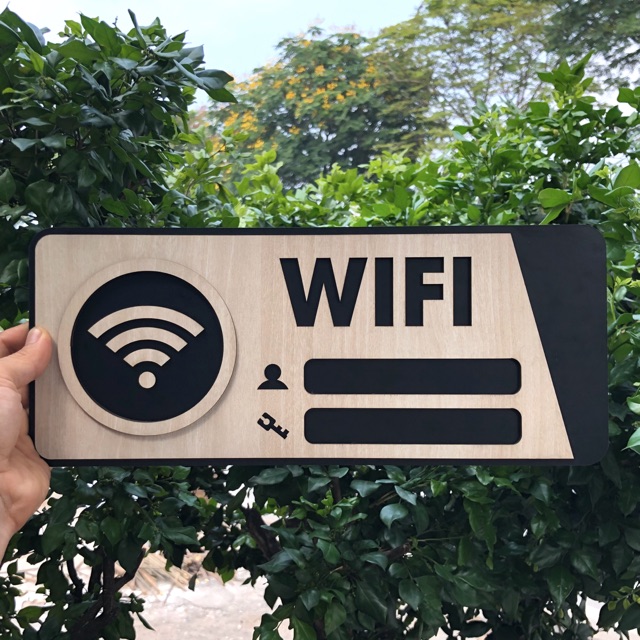 Bảng gỗ khắc tên thông tin wifi TW03 10x20cm mẫu mới