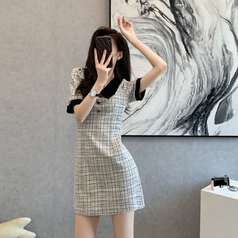 Jiashucheng Đầm Thời Trang Retro Pháp Xinh Xắn Thanh Lịch