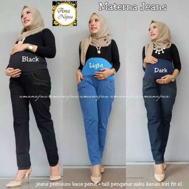 Quần legging JEANS JEGGING MATERNA JEANS màu xanh đen
