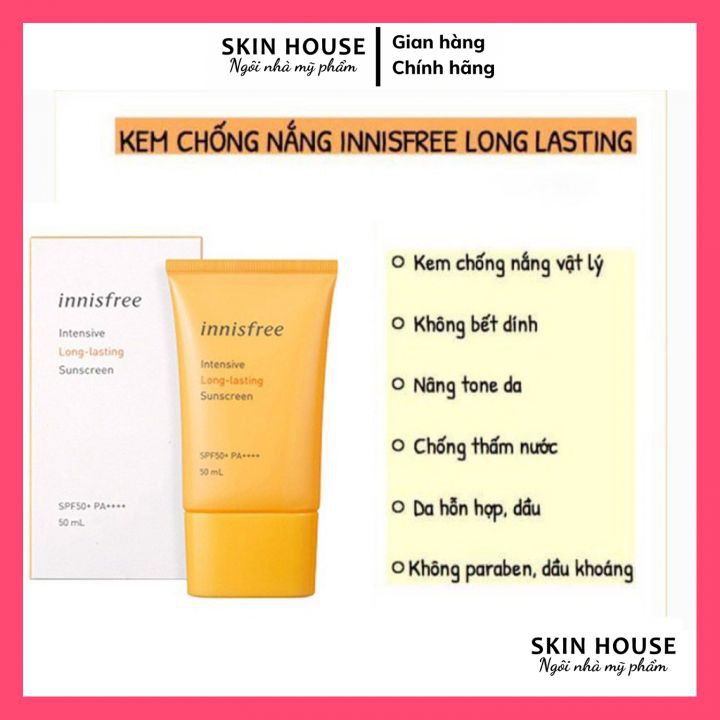 Kem Chống Nắng Lâu Trôi Innisfree Intensive Long Lasting Sunscreen SPF50+ PA++++ 50ml