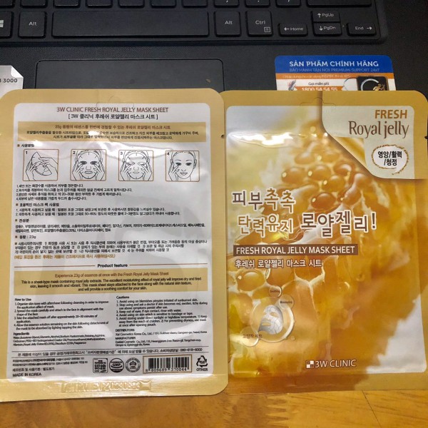 Combo 10 miếng mặt nạ chiết xuất sữa ong chúa  3W CLINIC FRESH ROYAL JELLY MASK SHEET 23g Hàn Quốc