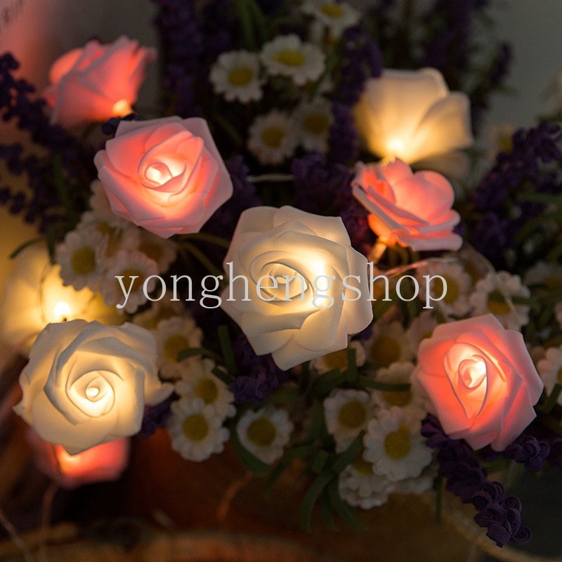 Dây Đèn LED 1.5M Hình Hoa Hồng Sử Dụng Pin Trang Trí Nhà Cửa
