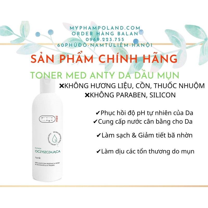 TONER MED XANH DA DẦU MỤN