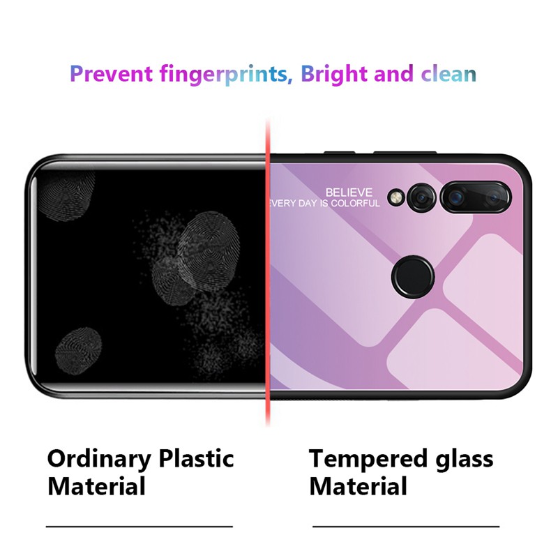 Ốp điện thoại mặt sau kính cường lực màu gradient khung viền mềm cho Huawei Nova 4 3i 3