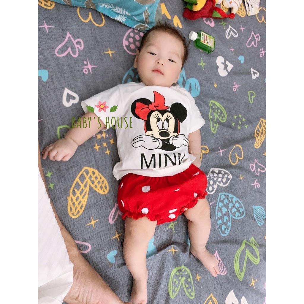 Bộ cộc tay quần đùi chip hình Mickey Minnie siêu đáng yêu (8-15kg)