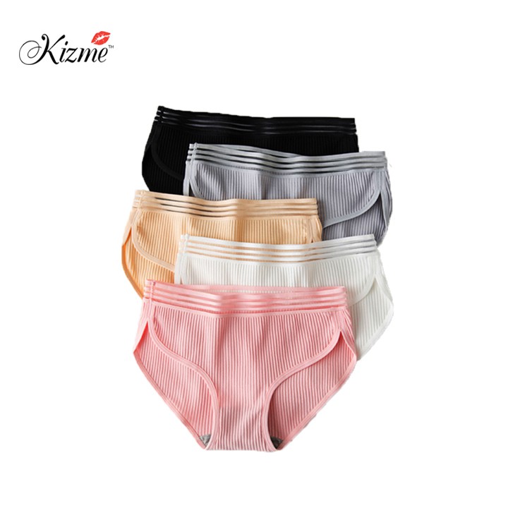 Quần lót nữ gân tăm viền chéo KIZME KQG02