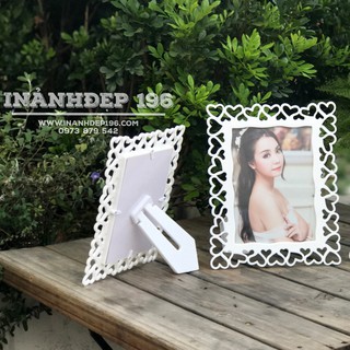 Khung ảnh để bàn trắng điệu viền tim, sang chảnh , nhiều cỡ