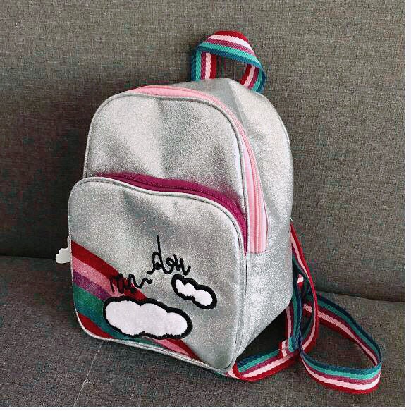 Balo trẻ em - hàng xuất  Zara kids , balo nhũ bạc RainBow
