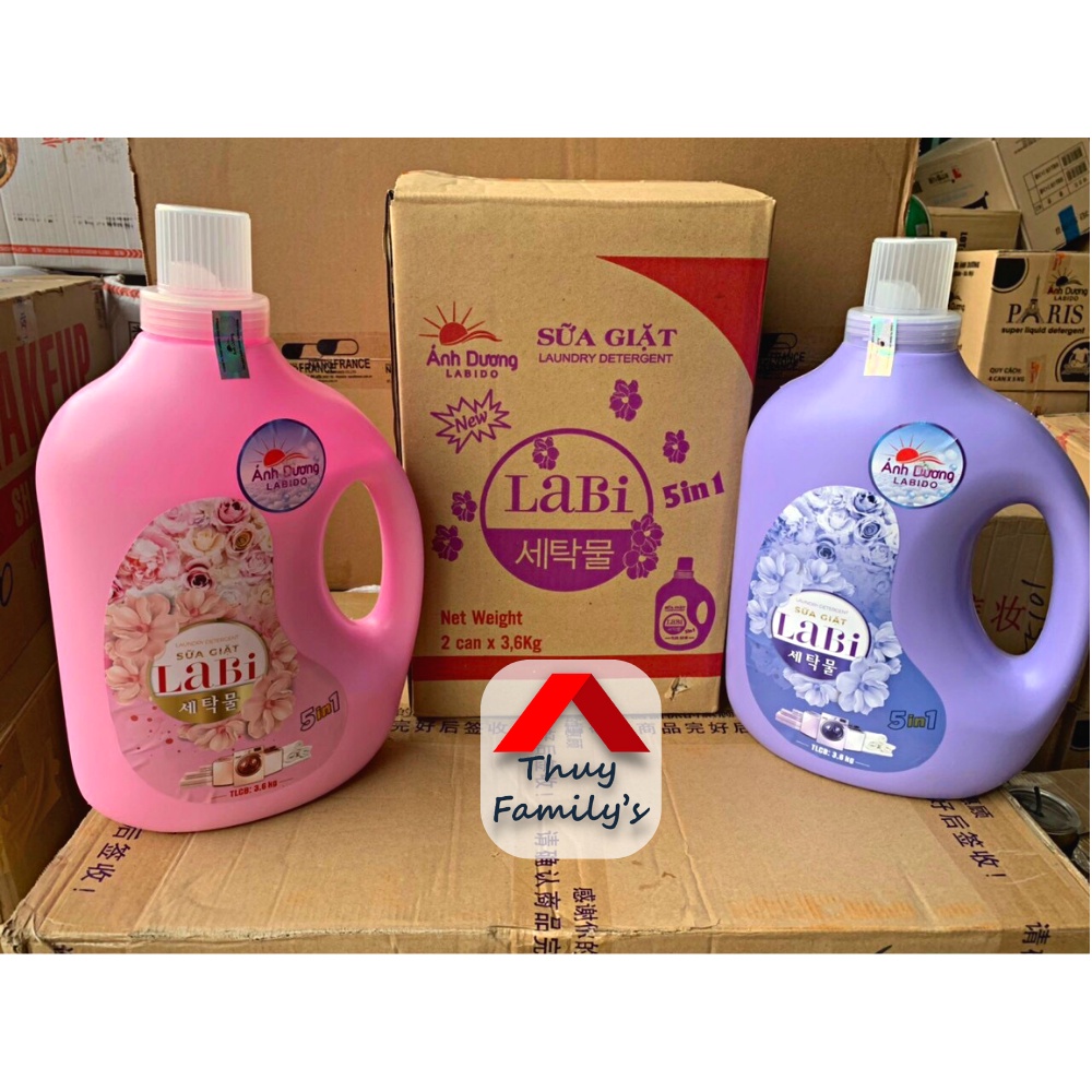 Nước giặt xả LABI Ánh Dương 5 trong 1 can 3,6L