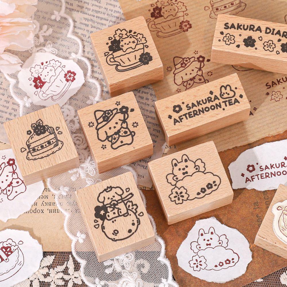 Con Dấu Bằng Gỗ Cao Su Dùng Trang Trí Sổ Tay Nhật Ký