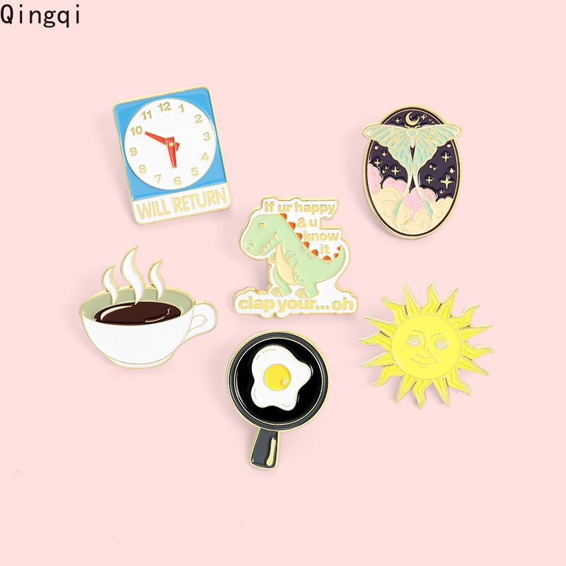 Ghim cài áo Miss Zoe hình trứng chiên tách cà phê ông mặt trời nhiều mẫu tùy chọn hoạt hình ngộ nghĩnh