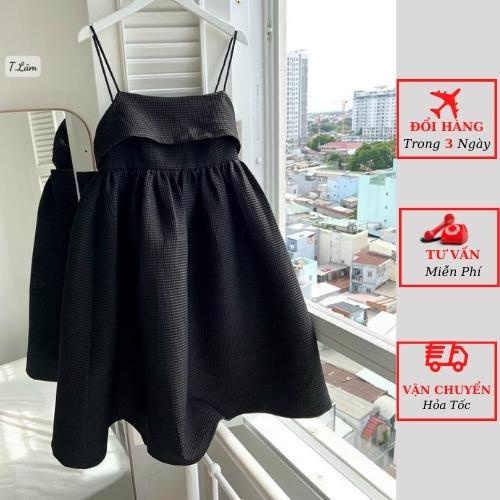 Váy babydoll nữ 2 dây thắt nơ lưng dáng suông tiểu thư bánh bèo ulzzang Hàn Quốc đi biển