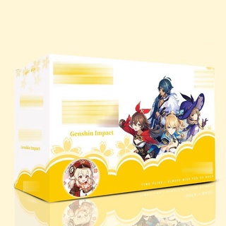 Hộp quà GENSHIN IMPACT chữ nhật ngang có bình nước postcard bookmark banner huy hiệu anime chibi