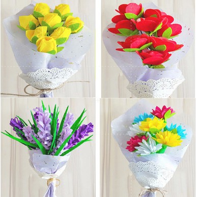 Đồ Chơi Thủ Công Sáng Tạo Tự Làm Bó Hoa Vải Handmade Cho Bé