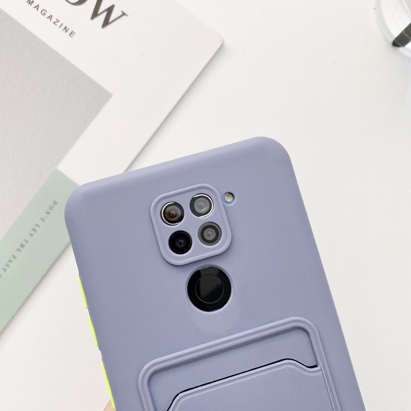 Ốp điện thoại silicone có ngăn đựng thẻ cho Xiaomi Redmi Note 10 Pro Max Note10 10S 8 8A 7A K40 Pro Poco F3