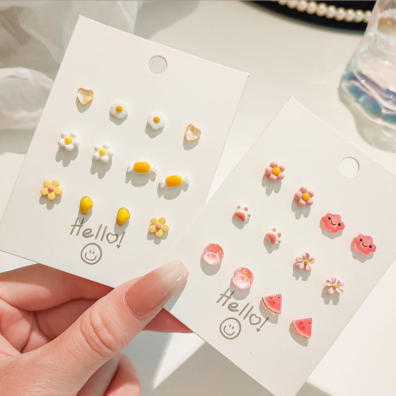 Set khuyên tai AY nhiều màu sắc đa dạng ngọt ngào cho nữ