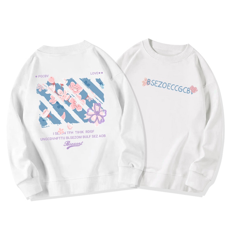 Áo sweater SELVZE tay dài cổ tròn dáng rộng phong cách cổ điển Mỹ thời trang cho nữ