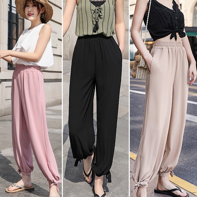 Quần Ống Rộng Lưng Cao Phong Cách Hàn Quốc