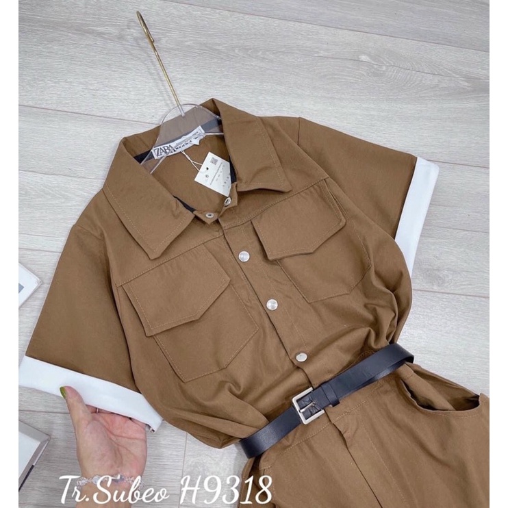 Váy thô nâu đai eo