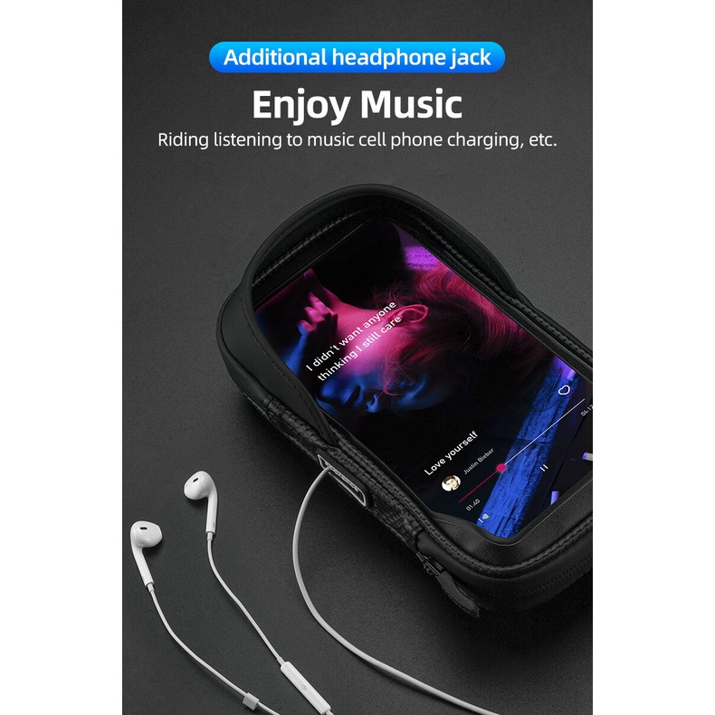 Túi đựng đồ dùng điện thoại Rockbros 6.2 inch có thể xoay 360° điều chỉnh gắn tay lái xe đạp/xe máy
