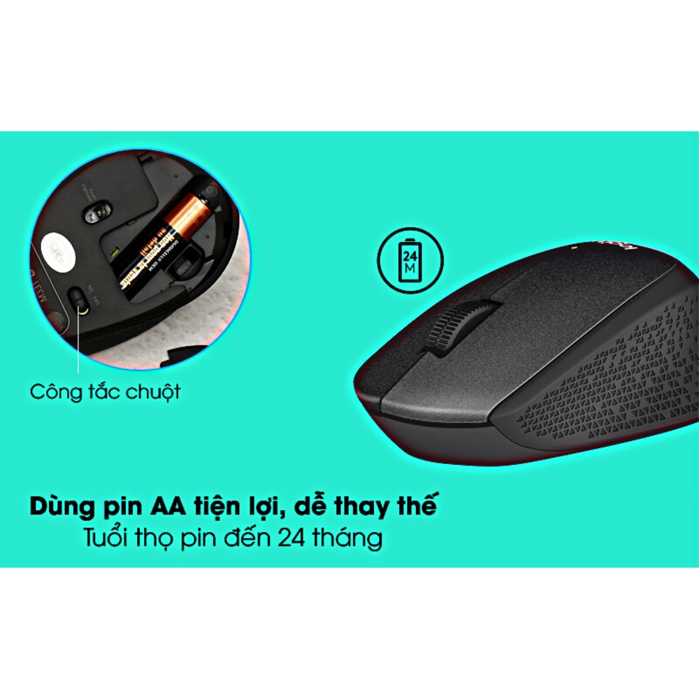 Chuột máy tính không dây Logitech Silent M331 Plus - Bảo hành chính hãng 12 tháng