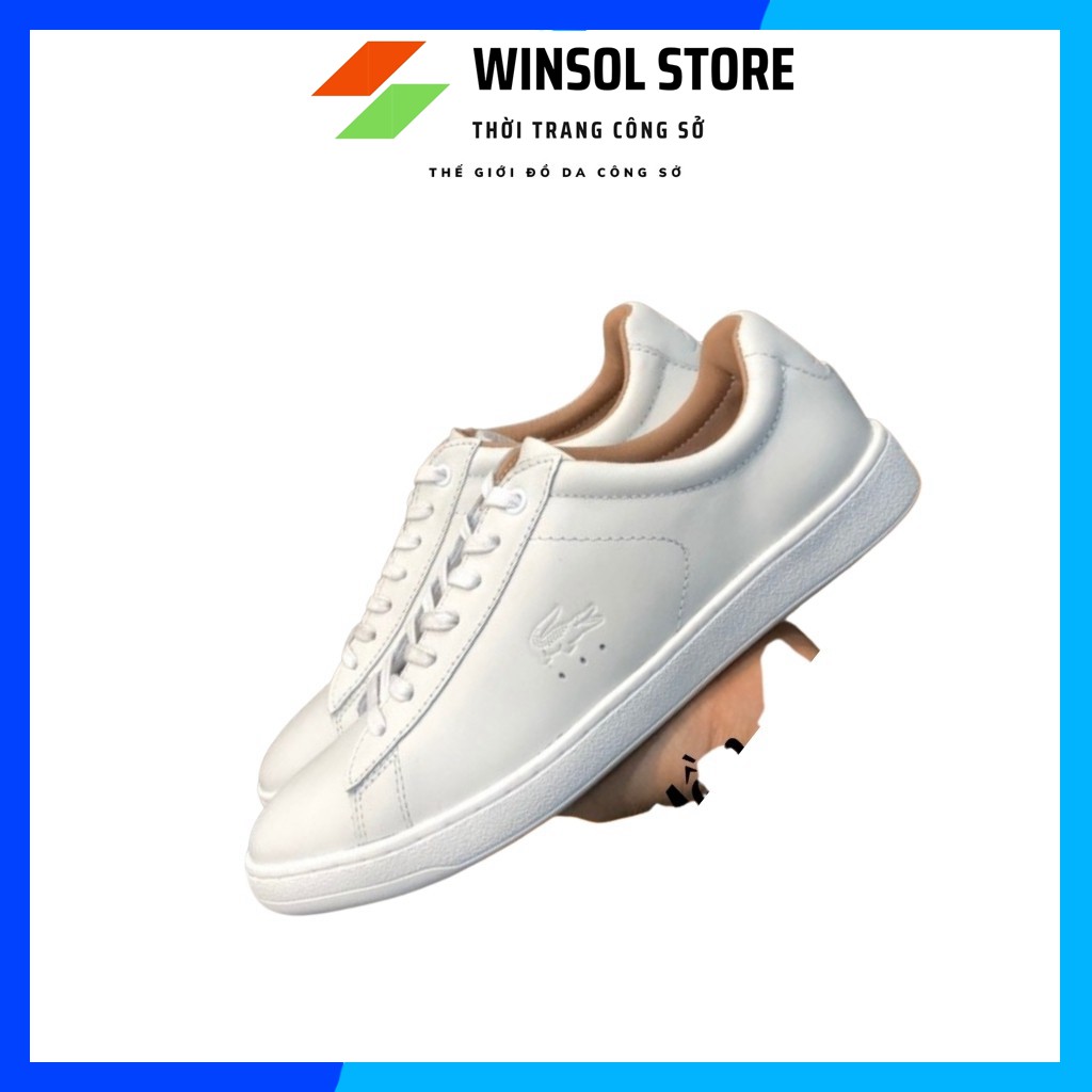 Giày Thể Thao Sneaker Da Bò Cao Cấp 𝐋𝐚𝐜𝐨𝐬𝐞 Cổ Thấp Buộc Dây Màu Trắng Sữa Trẻ Trung G0116 | BigBuy360 - bigbuy360.vn