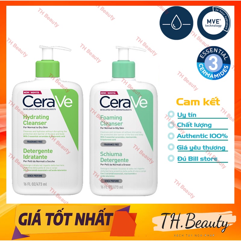 Sữa rửa mặt Cerave dịu nhẹ (236ml, 473ml)