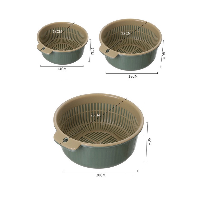 Set Rổ Tròn 6 Món Gồm 3 Rổ 3 Chậu Đồ Dùng Nhà Bếp Cực Tiện Lợi, Giao Màu Ngẫu Nhiên