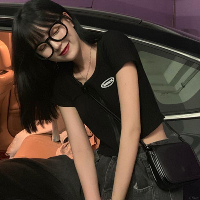 Áo Dệt Kim Ngắn Tay Cổ Vuông Phối Khóa Kéo Sành Điệu Kiểu Hàn Quốc