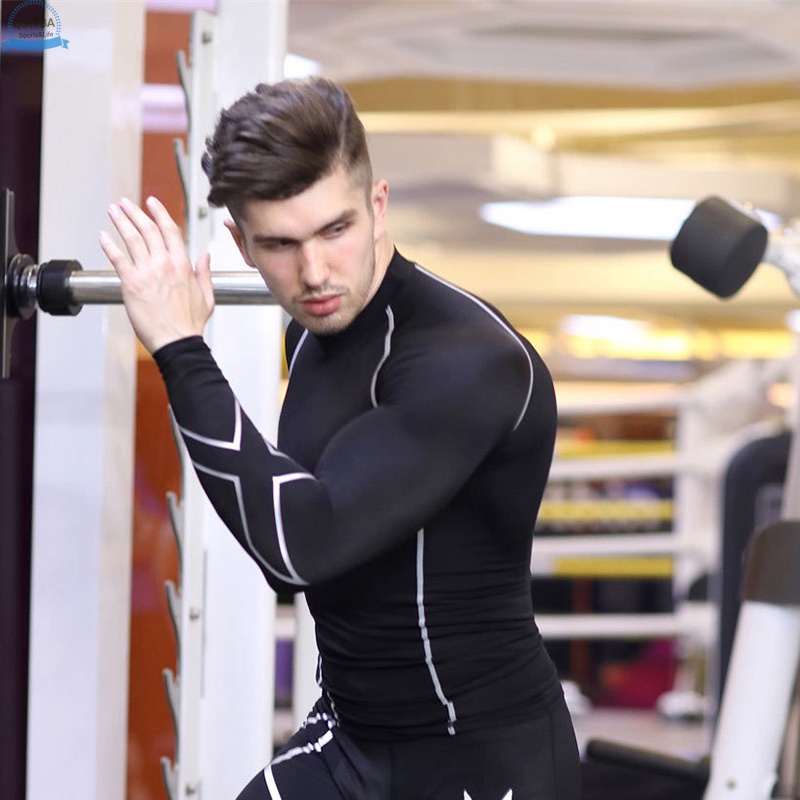 Đồ tập gym Tay Dài Bằng Polyester Linh Hoạt Nhanh Khô Có 6 Kích Cỡ Cho Nam