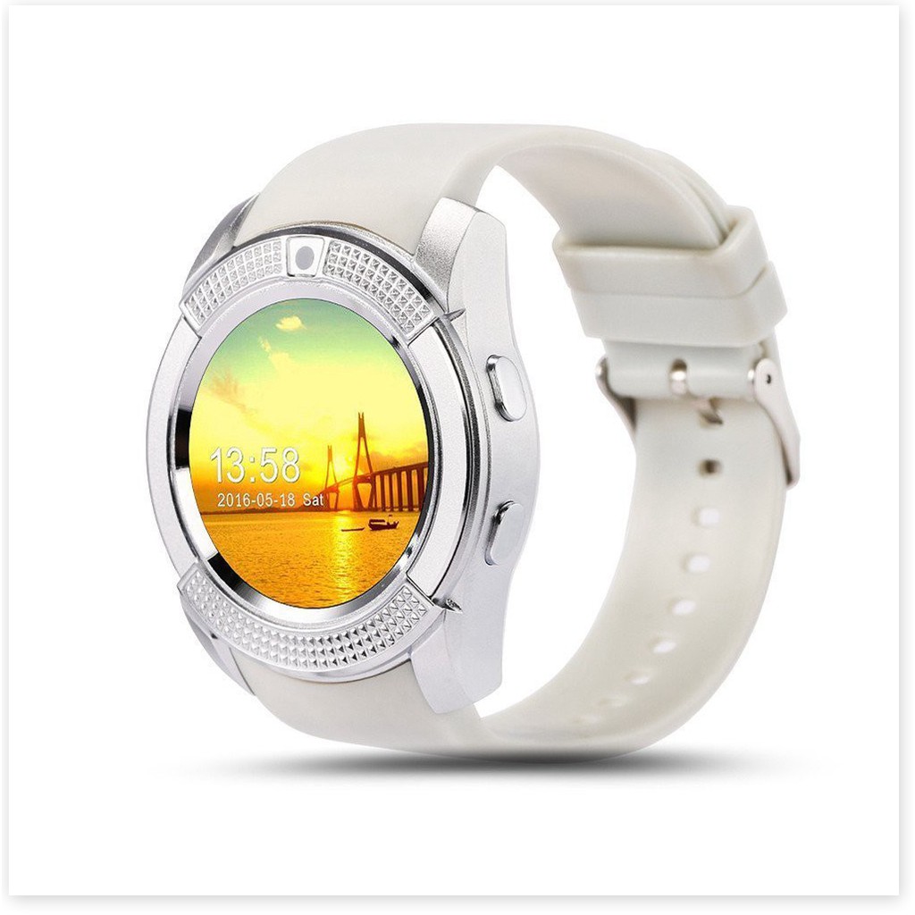 Đồng hồ thông minh Smart Watch Thời trang mặt tròn V8 Trắng