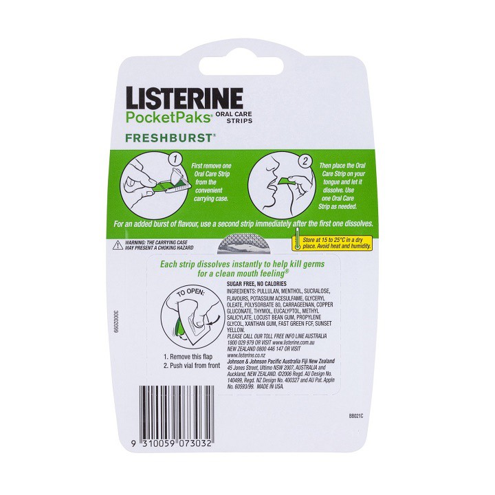 [Chuẩn Auth] Bộ 3 Miếng ngậm thơm miệng, diệt khuẩn Listerine Pocketpaks - vỉ 24 miếng